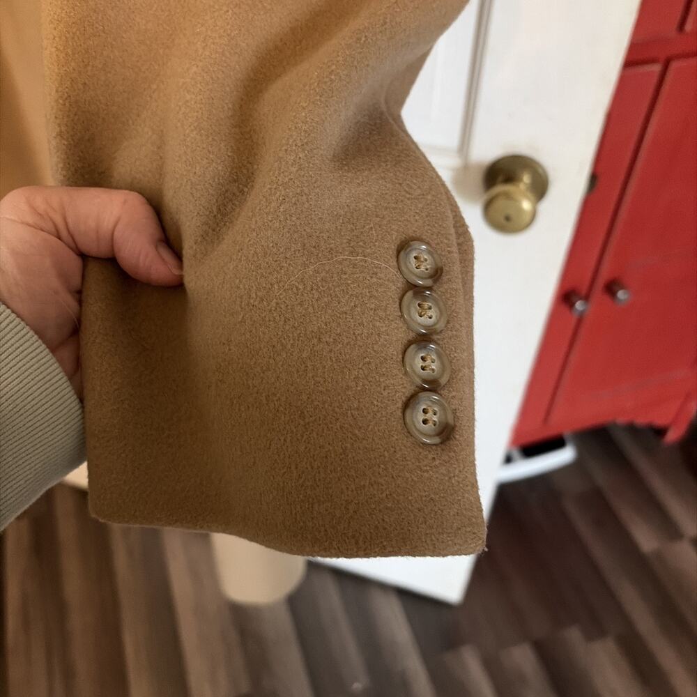 Vintage London Fog Mens 44 Long Wool Overcoat Tan Classic City Office Business - Picture 4 of 16